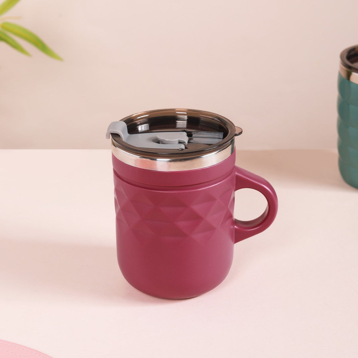 Travel Mug With Lid Magenta 400ml Nestasia