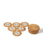 Elegant Set of 6 Rattan Coasters with Storage Box for Home, Office, and Table Decor