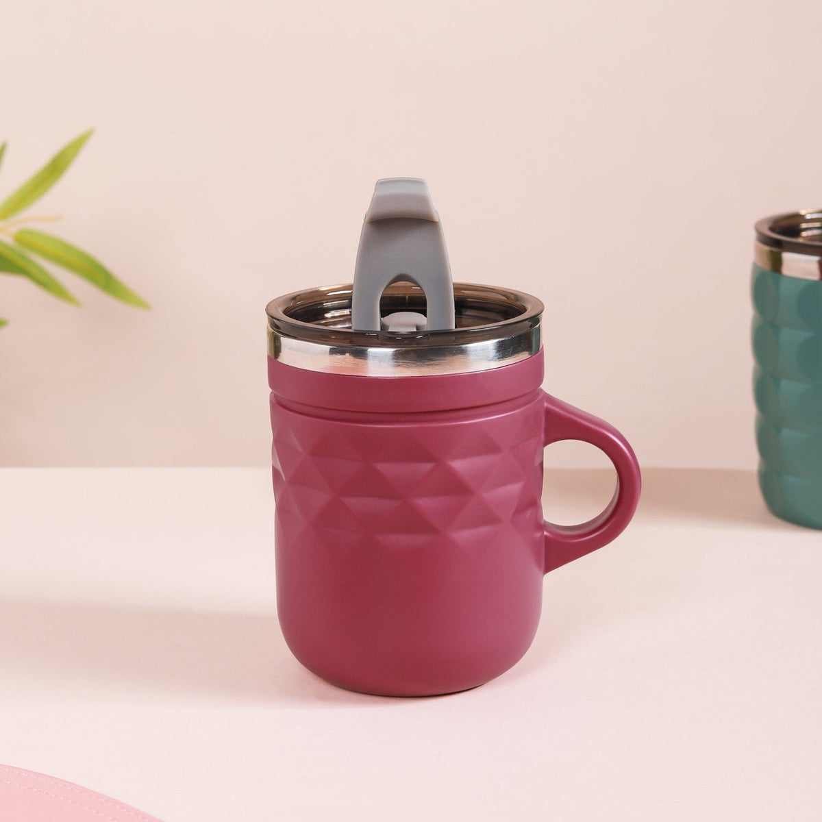 Travel Mug With Lid Magenta 400ml Nestasia