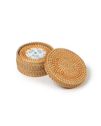 Set of 6 Rattan Coasters with Organizer Box for Tea, Coffee, and Table Decoration