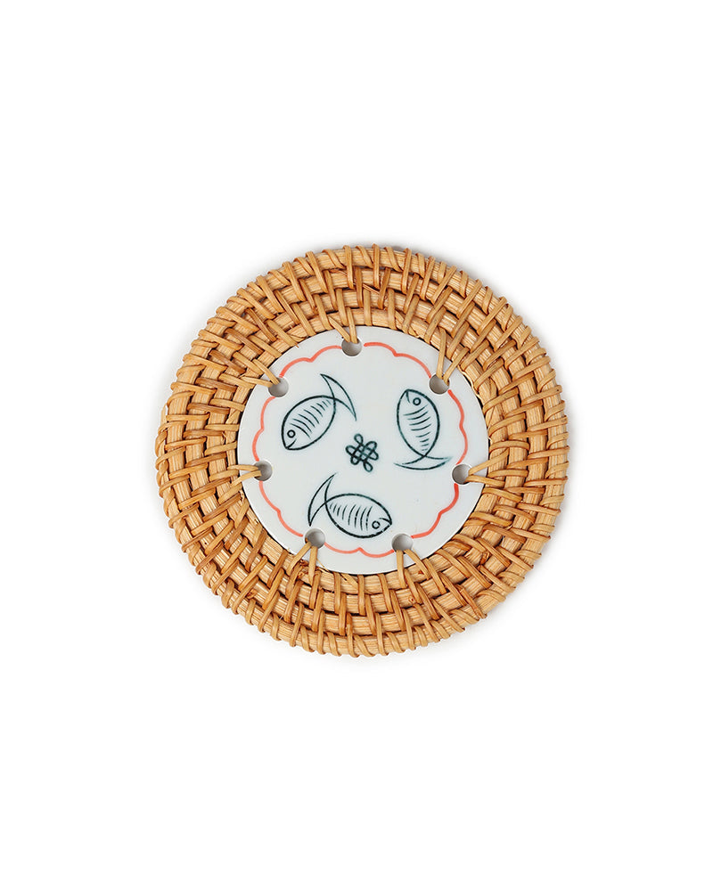 Set of 6 Rattan Coasters with Organizer Box for Tea, Coffee, and Table Decoration