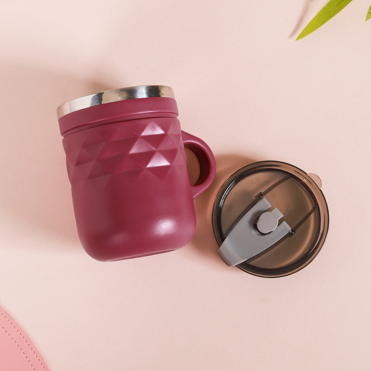 Travel Mug With Lid Magenta 400ml Nestasia