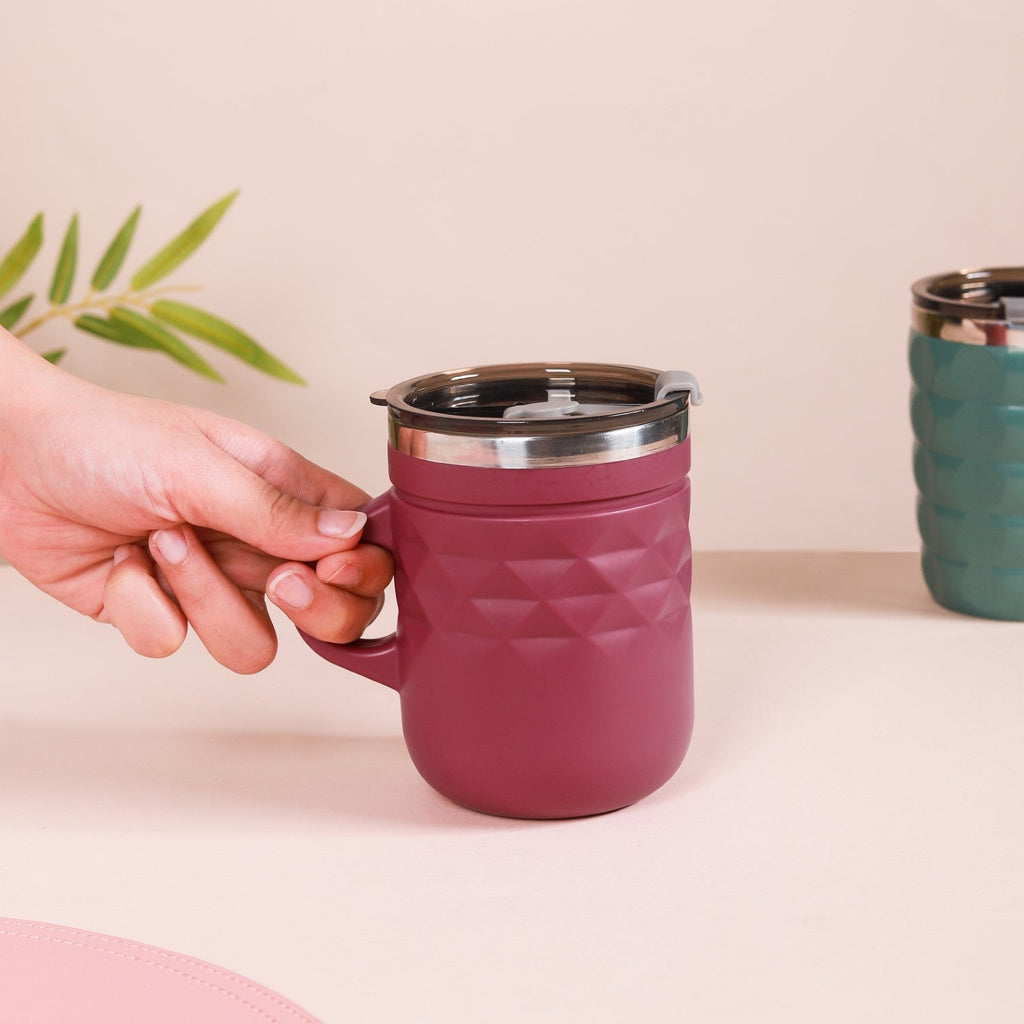 Travel Mug With Lid Magenta 400ml Nestasia