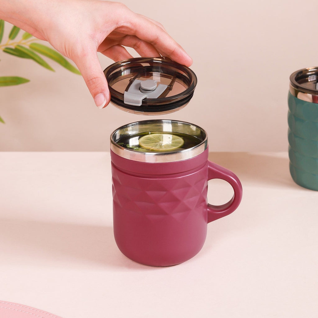 Travel Mug With Lid Magenta 400ml Nestasia