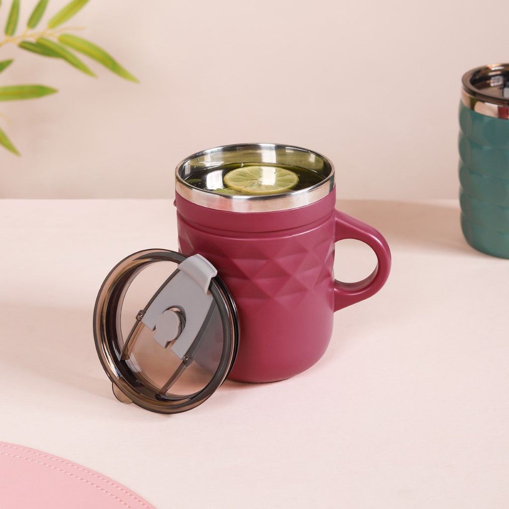 Travel Mug With Lid Magenta 400ml Nestasia