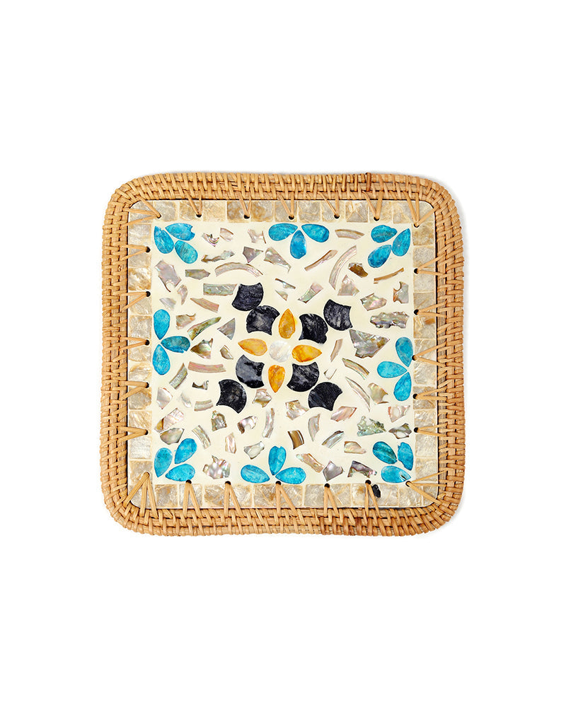 Square Mother of Pearl Table Mats for Meals and Decorative Table Setting