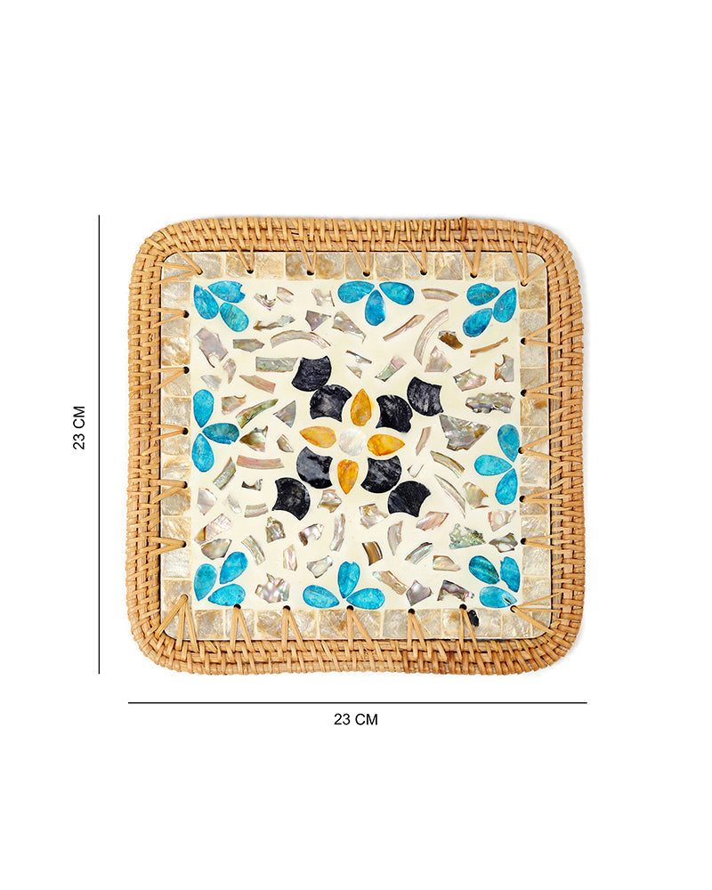 Square Mother of Pearl Table Mats for Meals and Decorative Table Setting