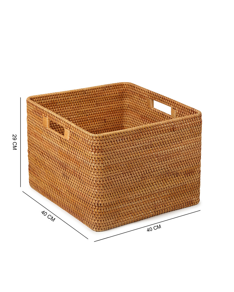 Seagrass Shelf Basket with Handles for Home Organization and Storage