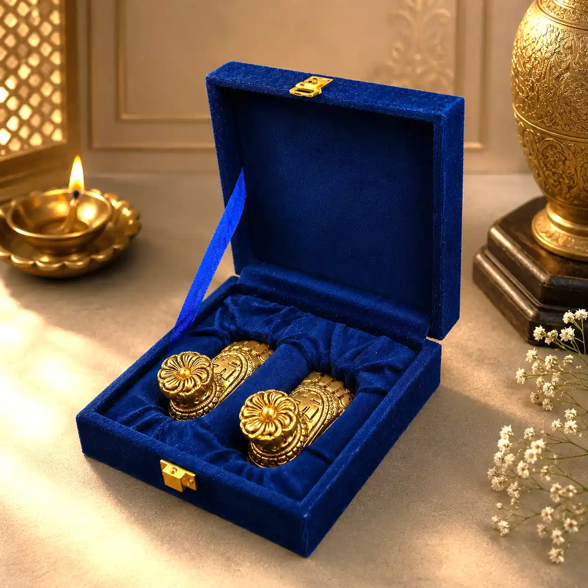 Brass Superfine Lakshmi Charan Paduka Set (1.2 Inch) Vedansh Craft