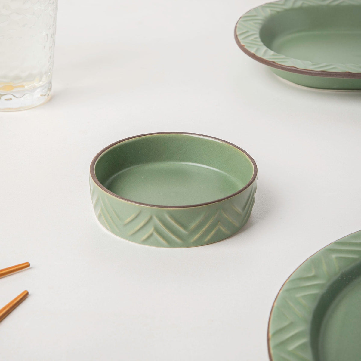 Serenity Green 36 Piece Dinner Set For 6 Nestasia
