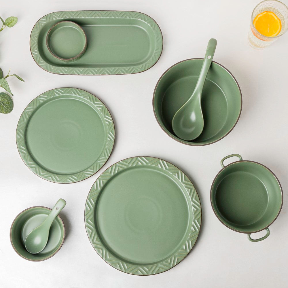 Serenity Green 36 Piece Dinner Set For 6 Nestasia