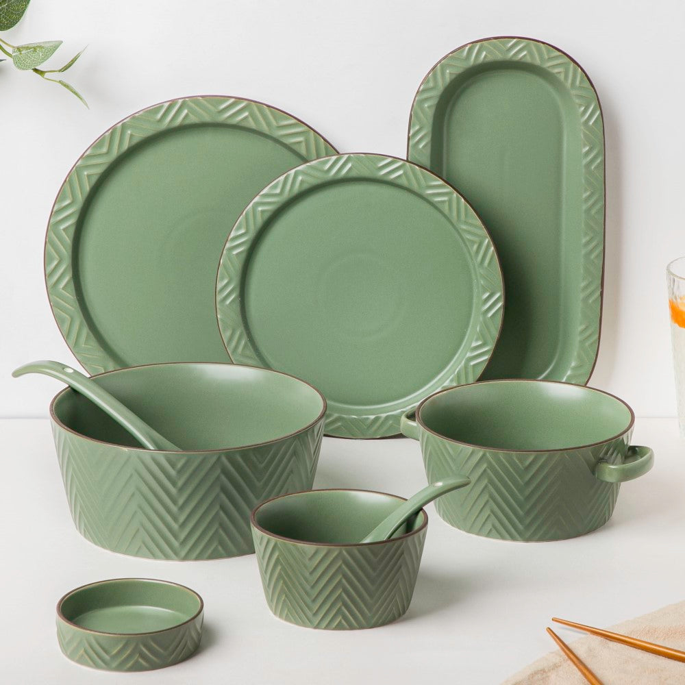 Serenity Green 36 Piece Dinner Set For 6 Nestasia