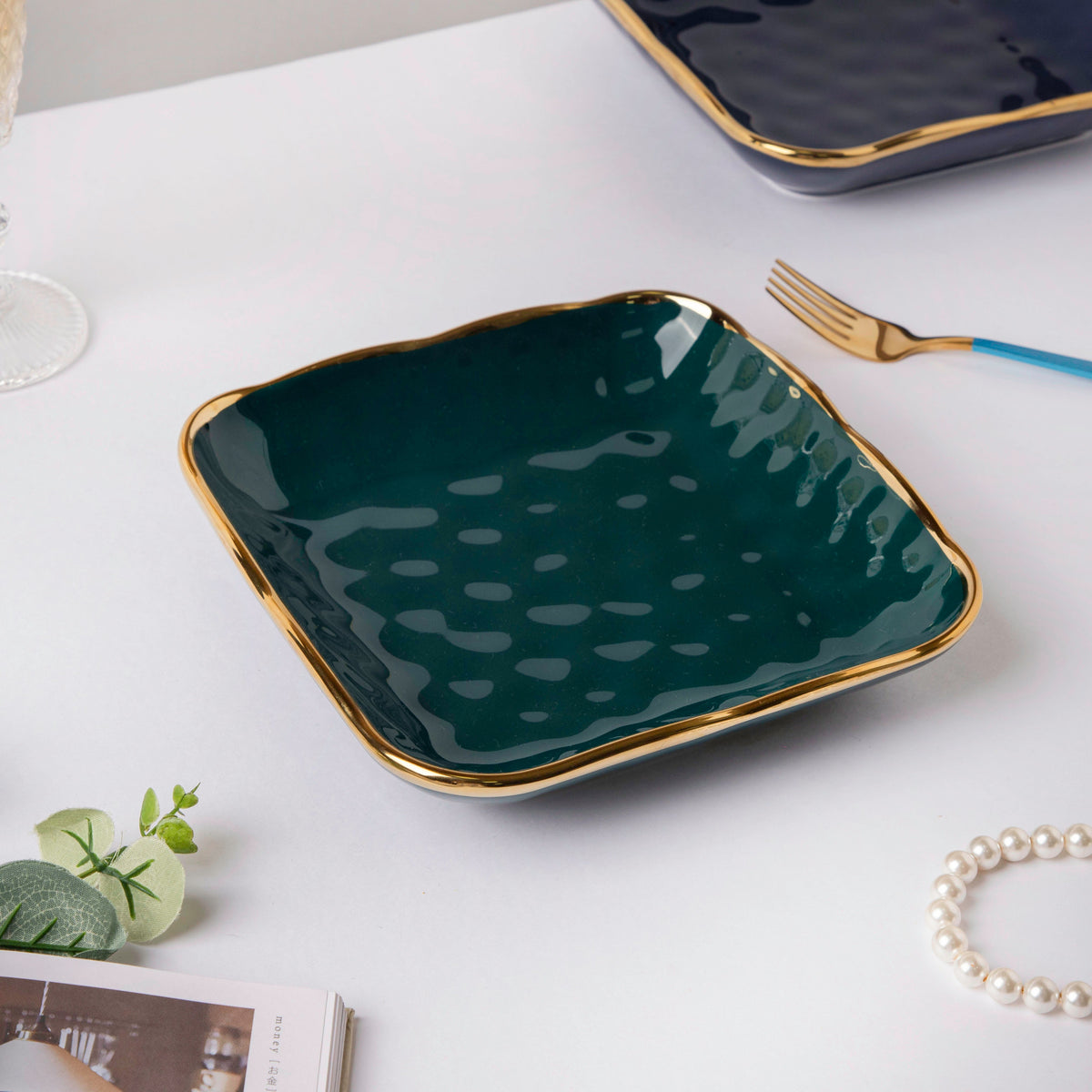 Greenwave Square Snack Plate 8 Inch Nestasia