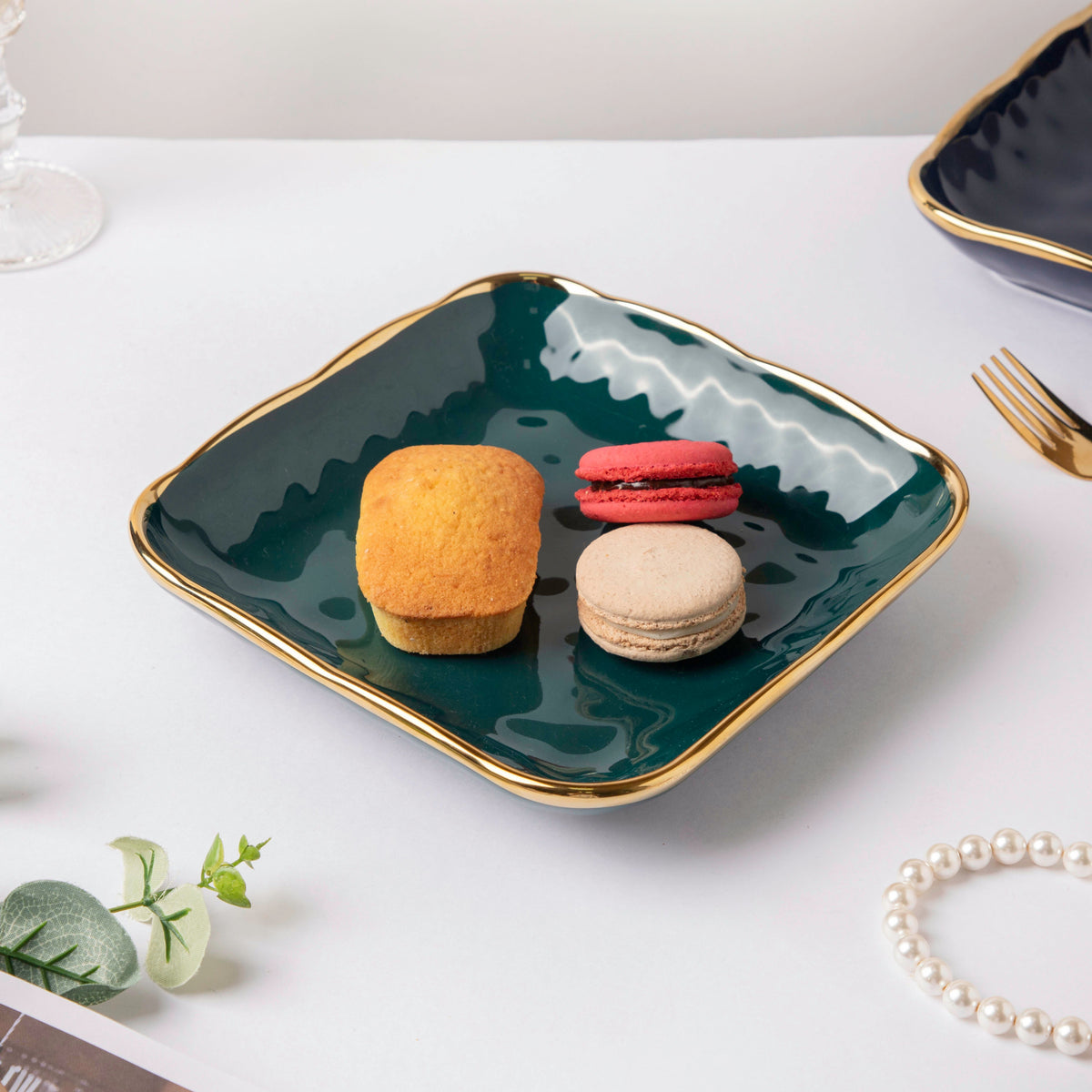 Greenwave Square Snack Plate 8 Inch Nestasia