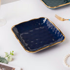 Midnight Blue Square Snack Plate 8 Inch Nestasia