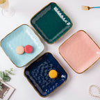 Midnight Blue Square Snack Plate 8 Inch Nestasia