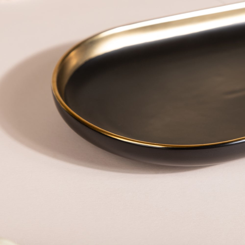 VERA Ceramic Long Plate Black 12 Inch Nestasia
