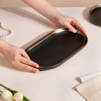 VERA Ceramic Long Plate Black 12 Inch Nestasia