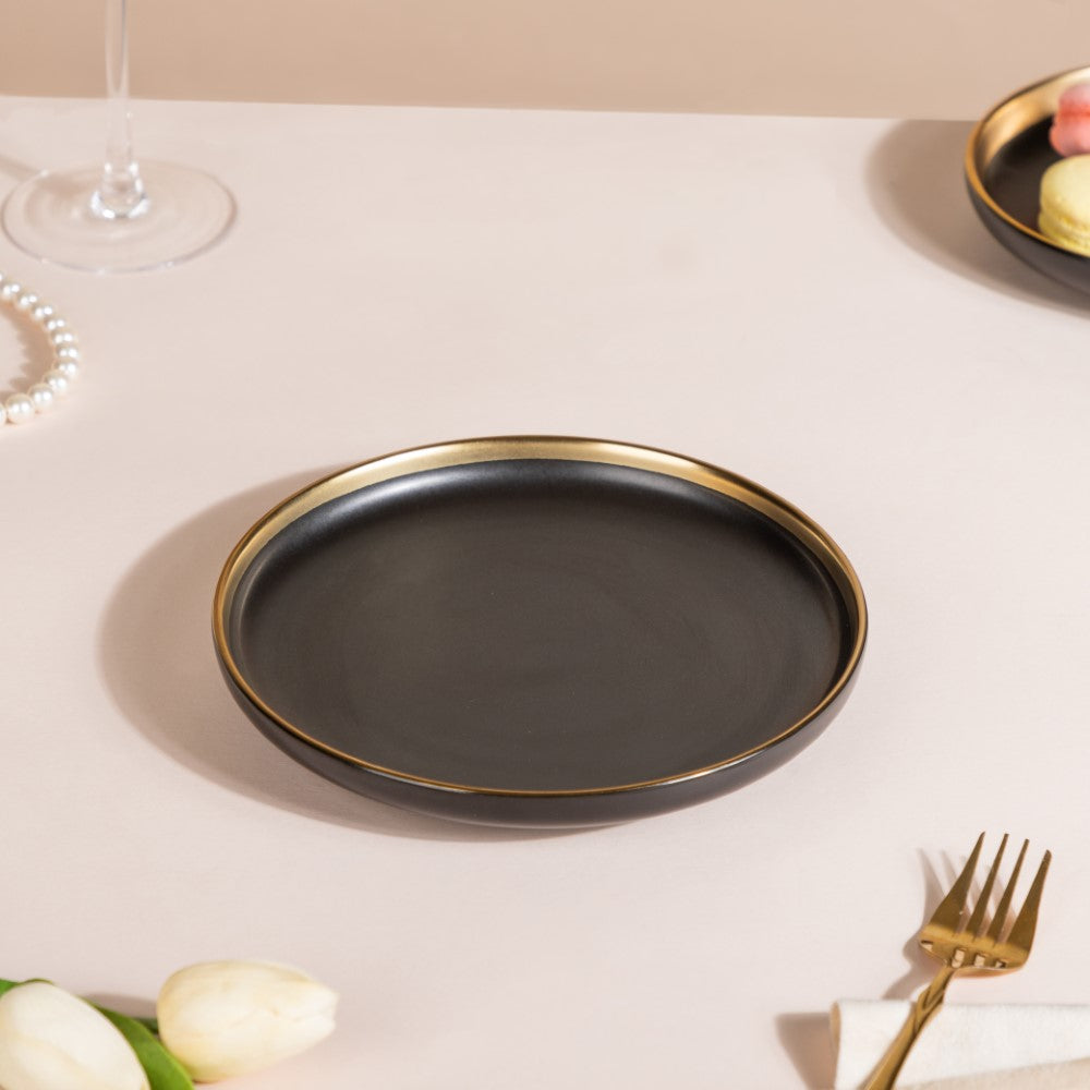 VERA Ceramic Appetizer Plate Black 7 Inch Nestasia