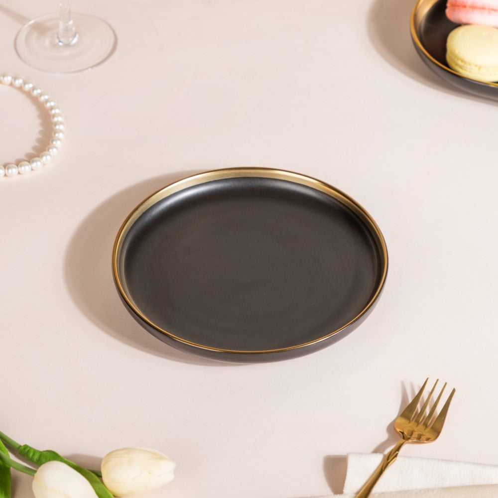 VERA Ceramic Appetizer Plate Black 7 Inch Nestasia