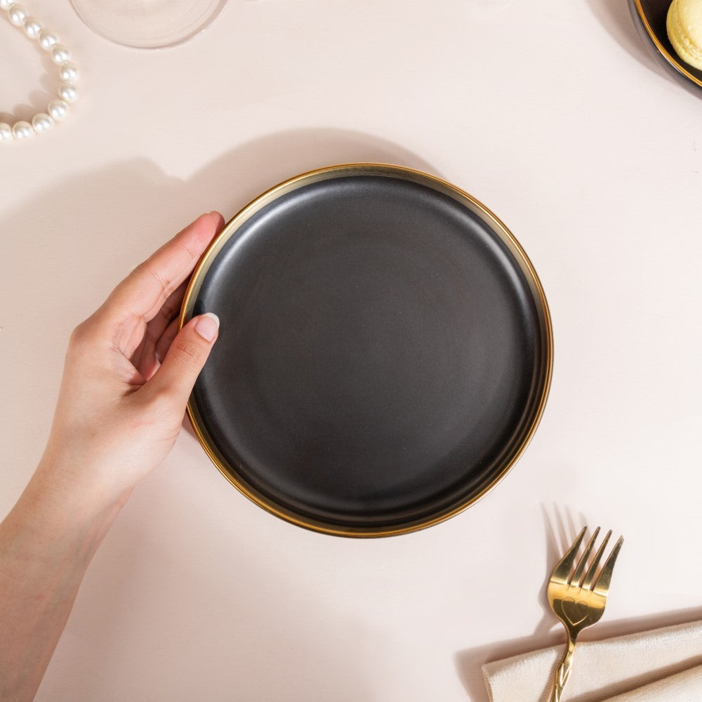 VERA Ceramic Appetizer Plate Black 7 Inch Nestasia