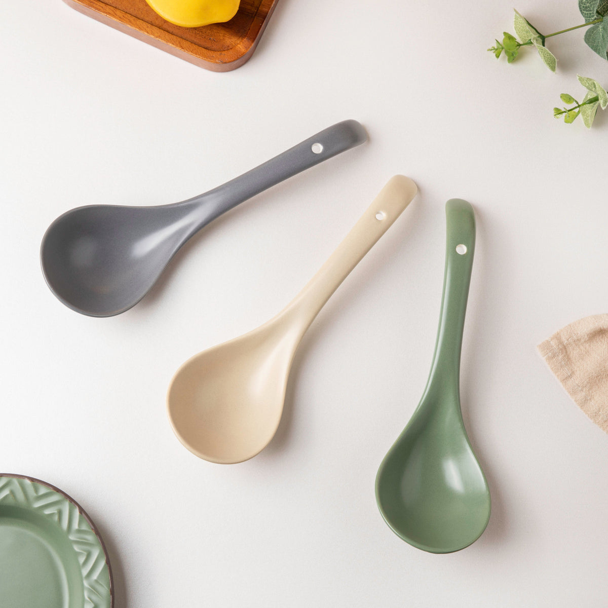 Fern Green Ceramic Serving Spoon Nestasia
