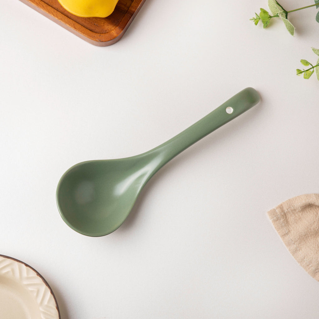 Fern Green Ceramic Serving Spoon Nestasia