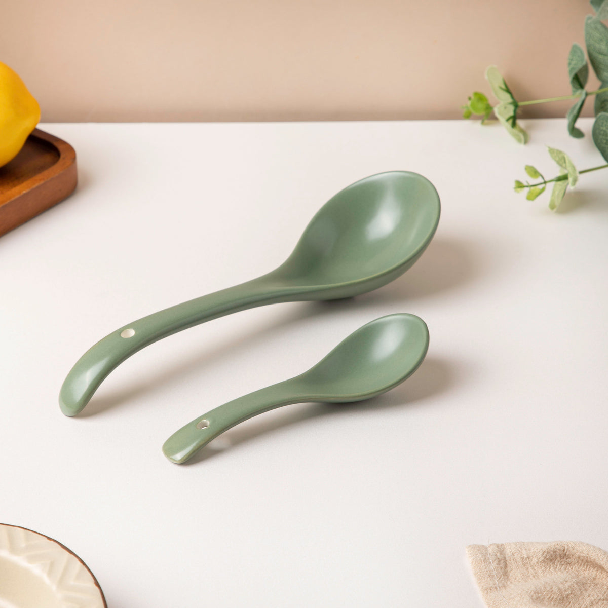 Fern Green Ceramic Serving Spoon Nestasia
