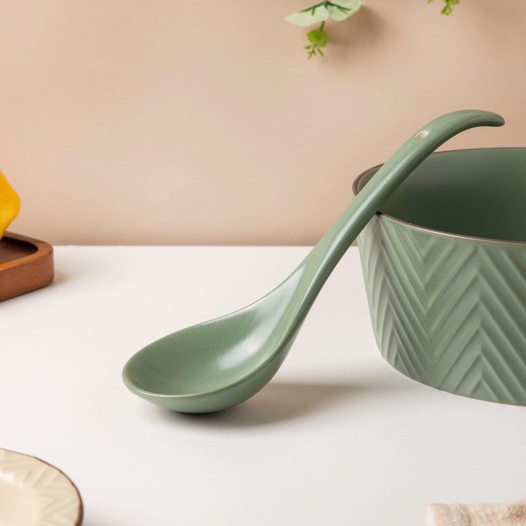Fern Green Ceramic Serving Spoon Nestasia