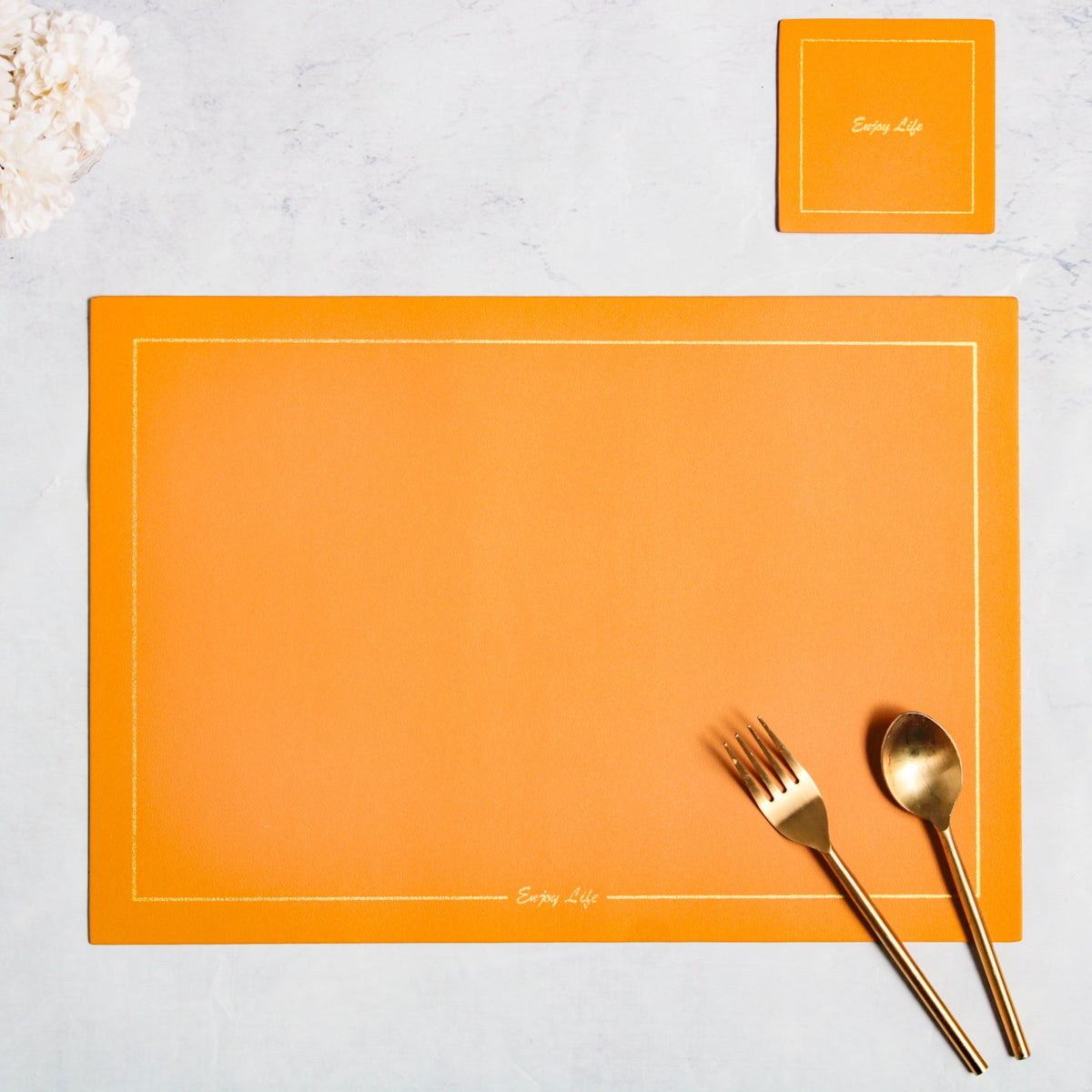 Leather Placemat And Coaster Set of 2 Nestasia