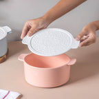 Riona Ceramic Serving Pot Pink With Floral Lid Nestasia