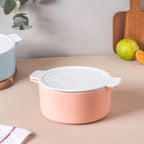 Riona Ceramic Serving Pot Pink With Floral Lid Nestasia