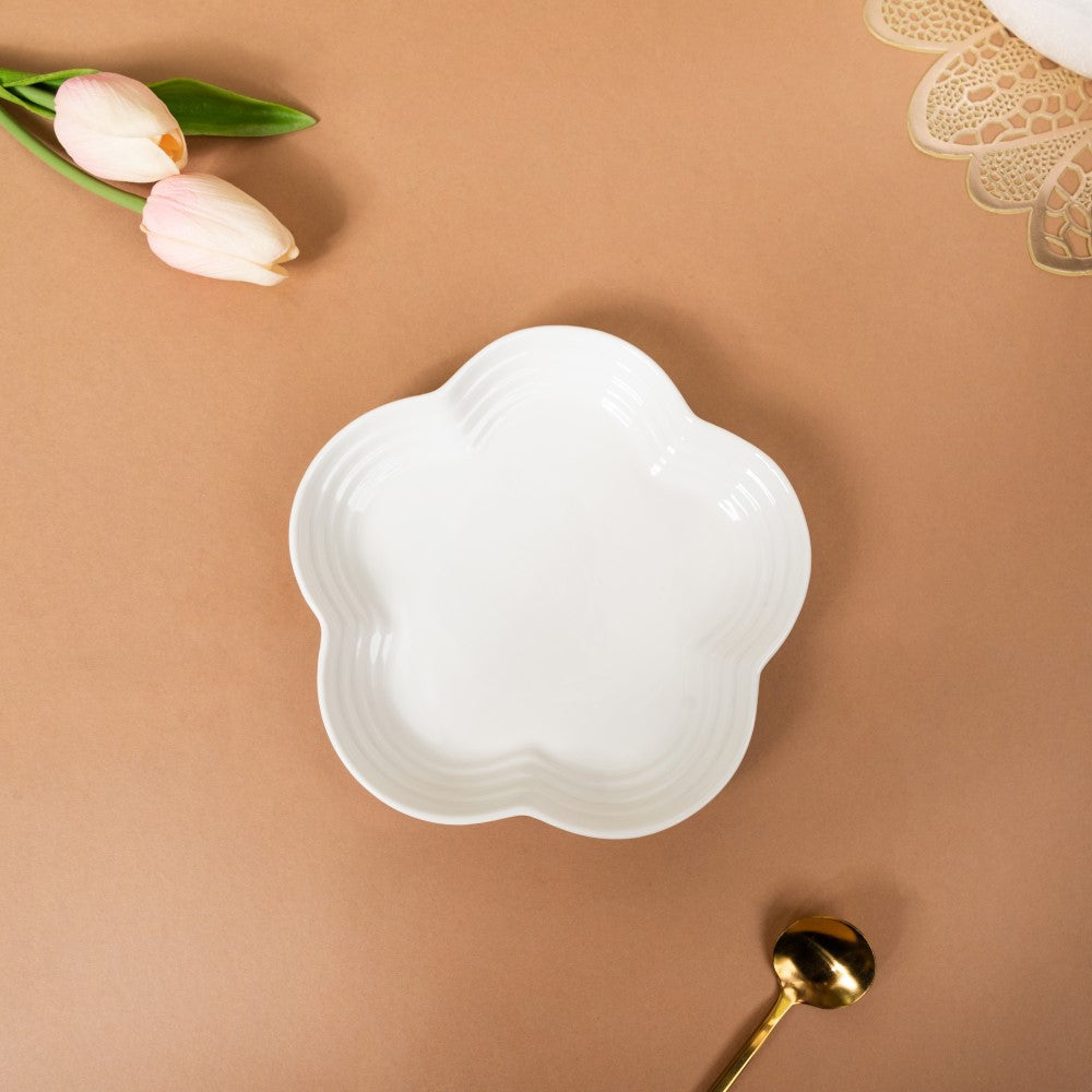 Moon White Daisy Dessert Plate 6 Inch Nestasia