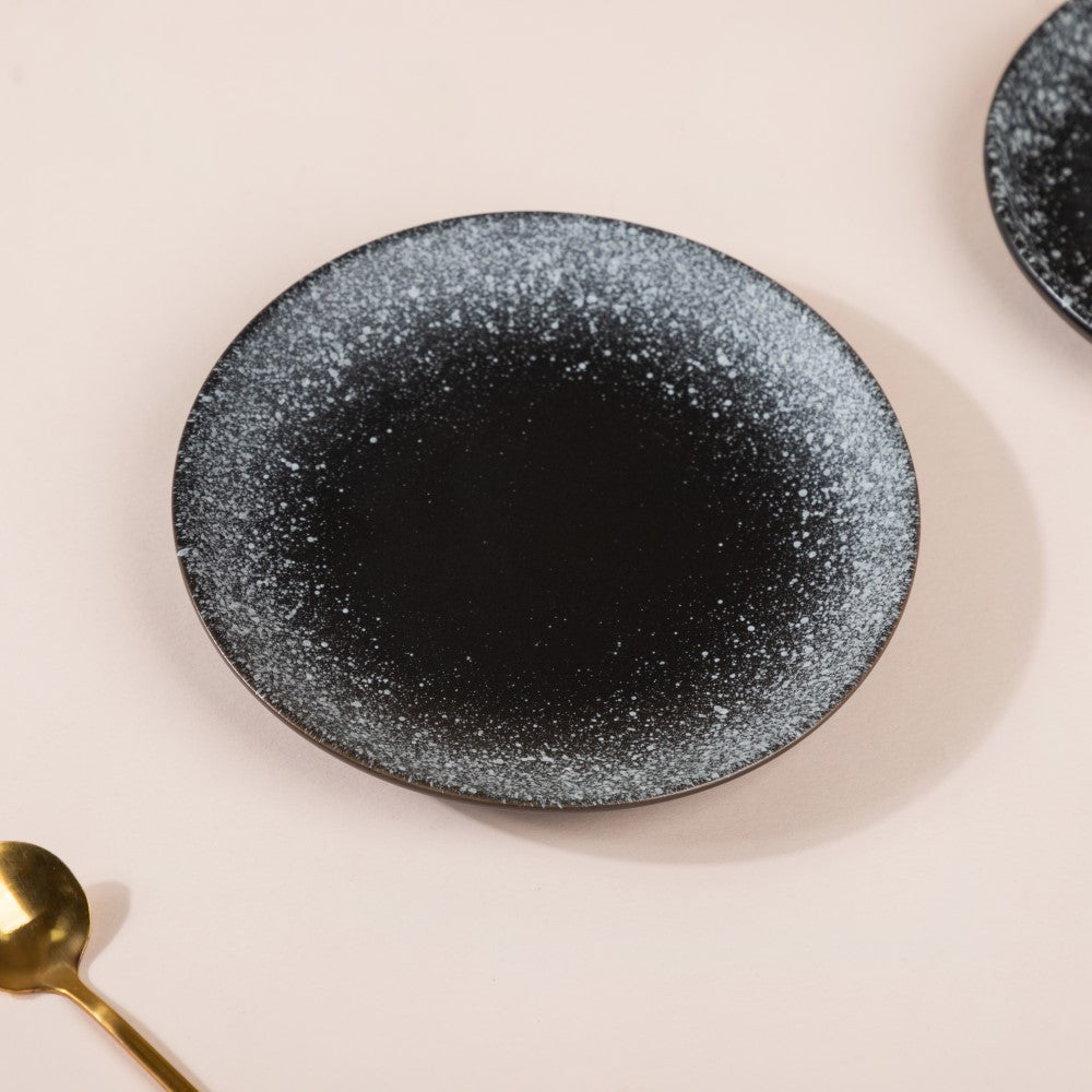 Galaxy Stone Pottery Dessert Plate Black White 6 Inch Nestasia