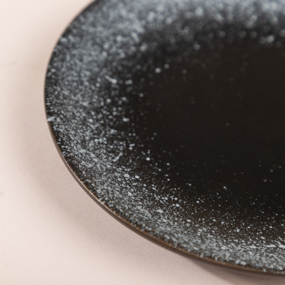 Galaxy Stone Pottery Dessert Plate Black White 6 Inch Nestasia