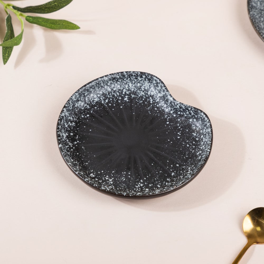 Galaxy Stone Pottery Dessert Small Plate Black Nestasia