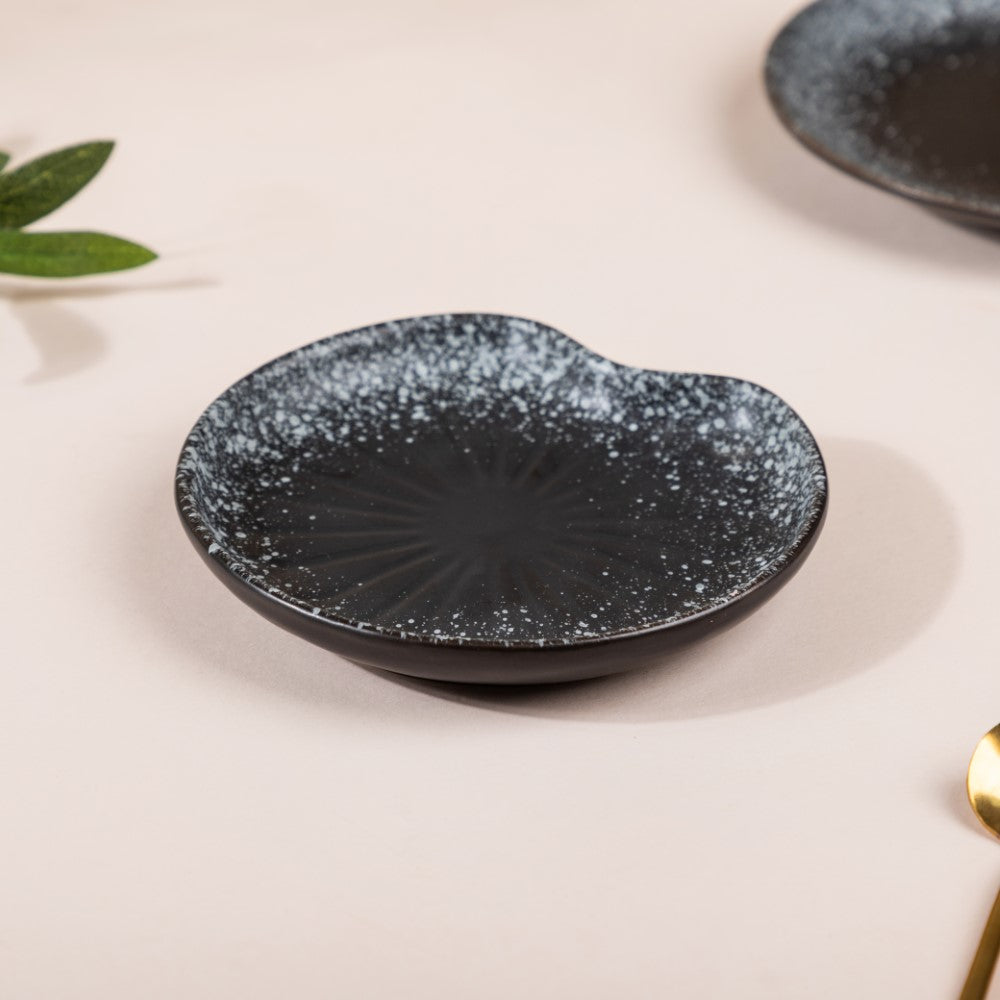 Galaxy Stone Pottery Dessert Small Plate Black Nestasia