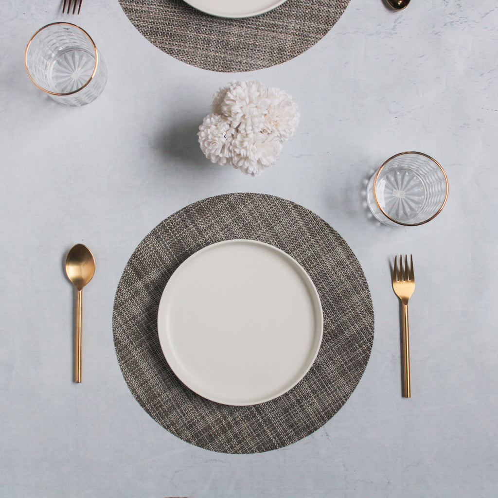 Round Placemat Dark Grey Set of 4 Nestasia
