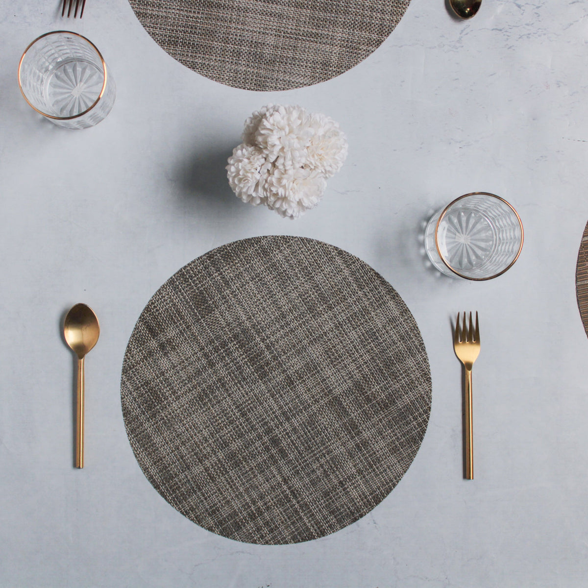 Round Placemat Dark Grey Set of 4 Nestasia