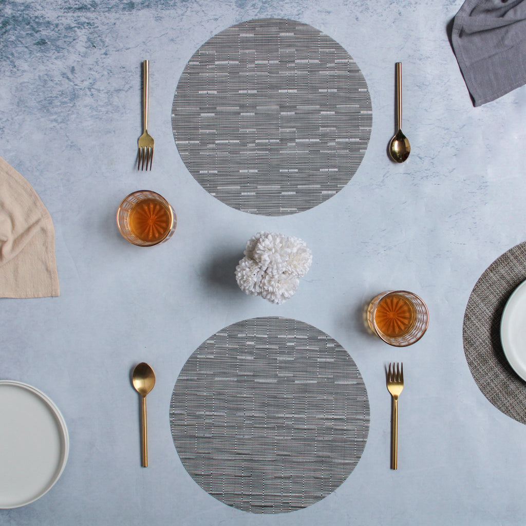 Round Placemat Grey White Set of 4 Nestasia