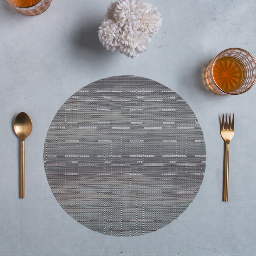 Round Placemat Grey White Set of 4 Nestasia