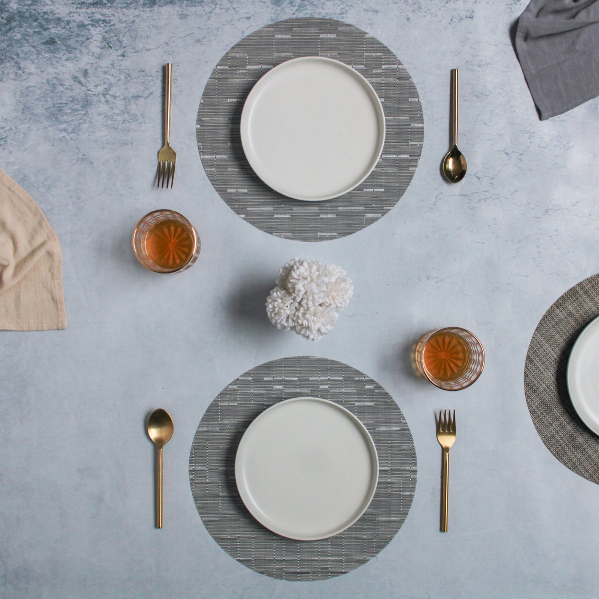 Round Placemat Grey White Set of 4 Nestasia