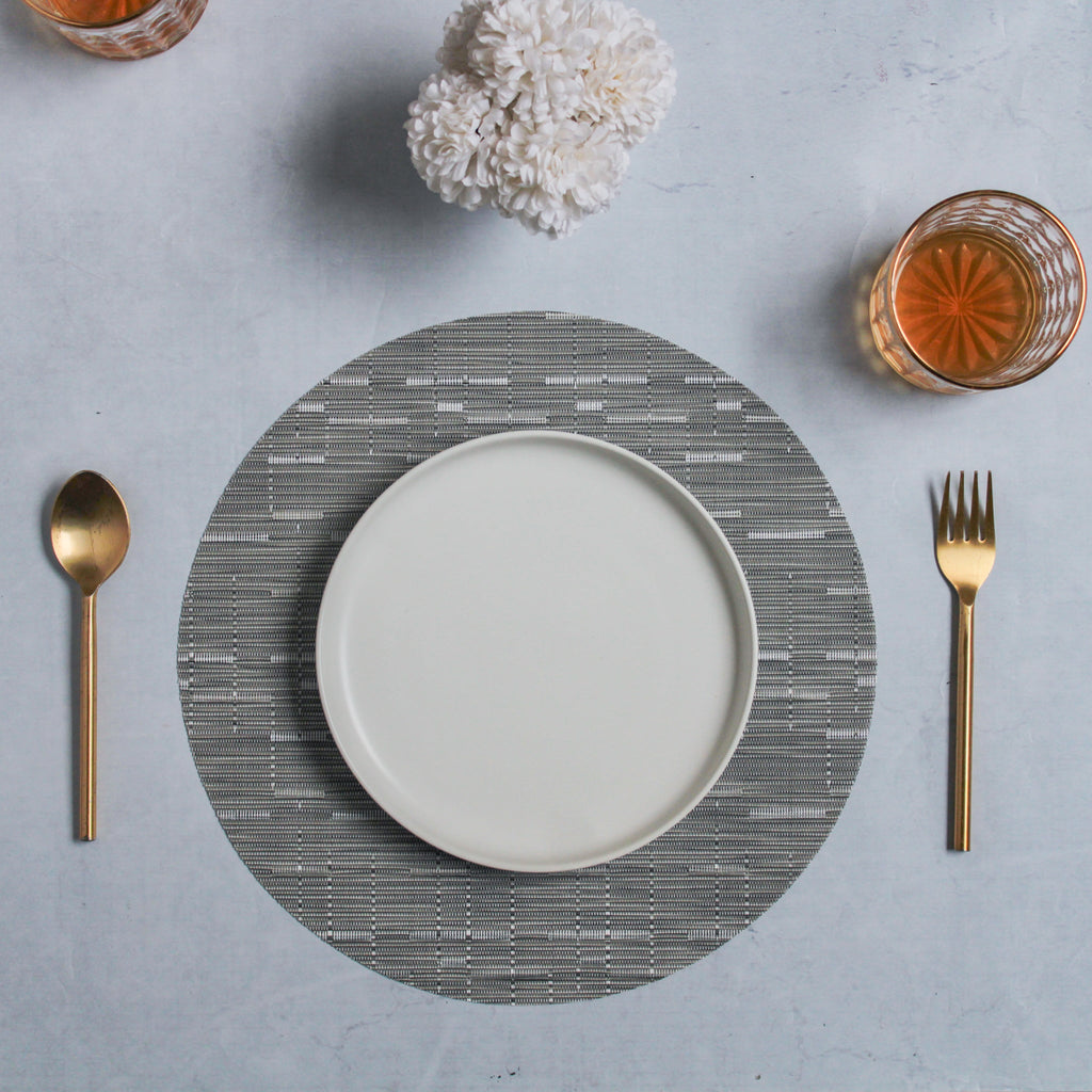 Round Placemat Grey White Set of 4 Nestasia