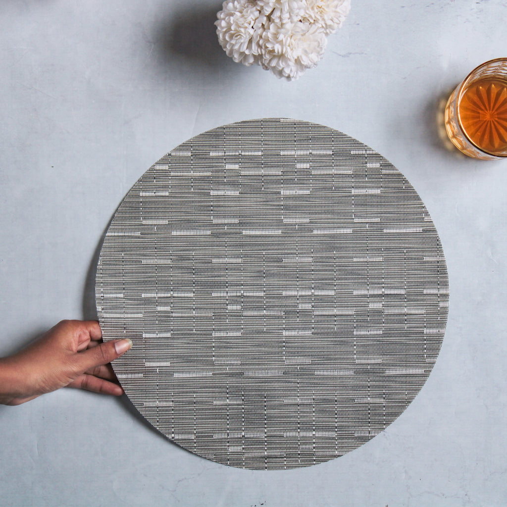 Round Placemat Grey White Set of 4 Nestasia