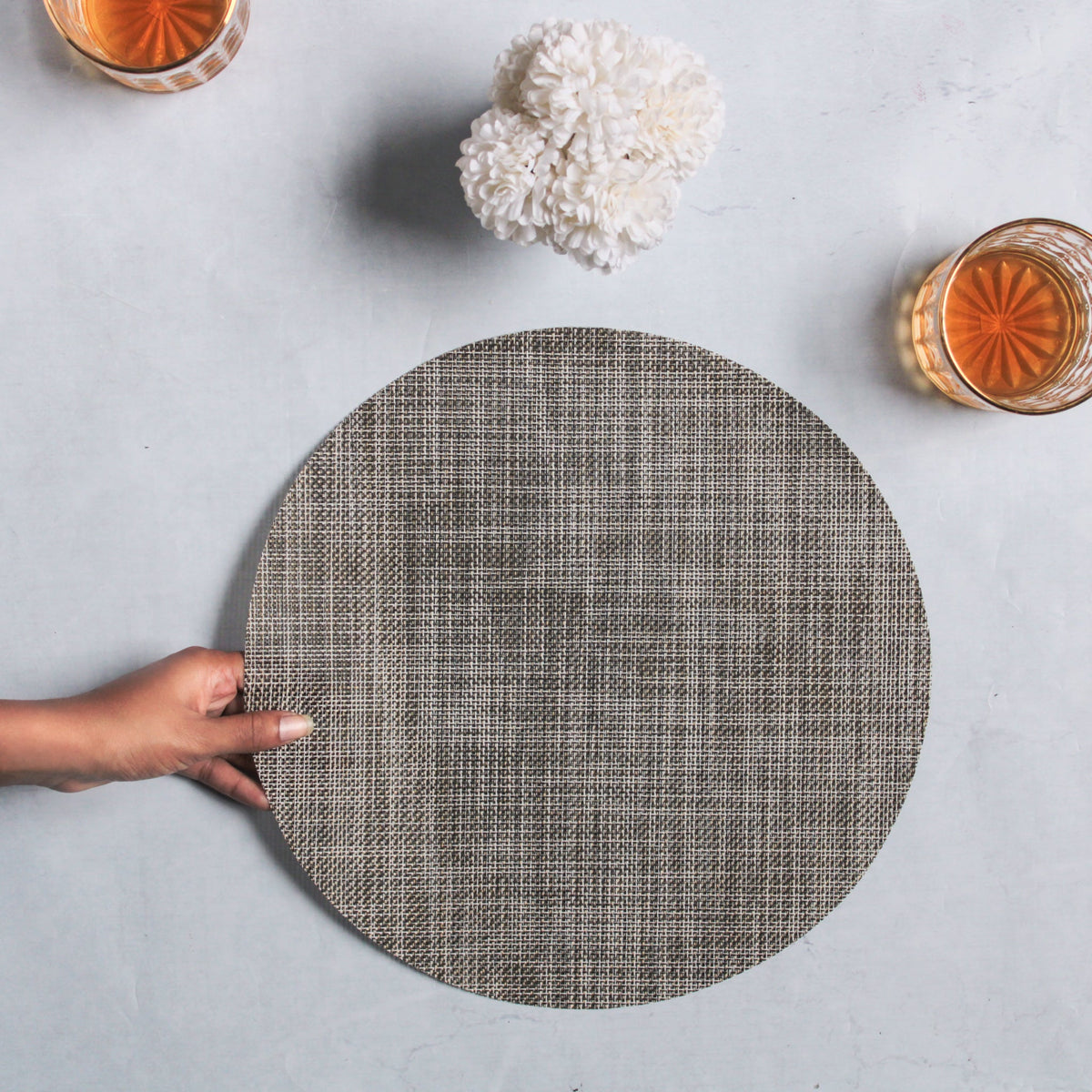 Round Placemat Dark Grey Set of 4 Nestasia