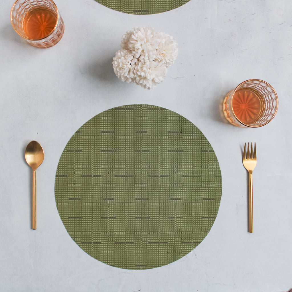 Round Placemat Green Set of 4 Nestasia