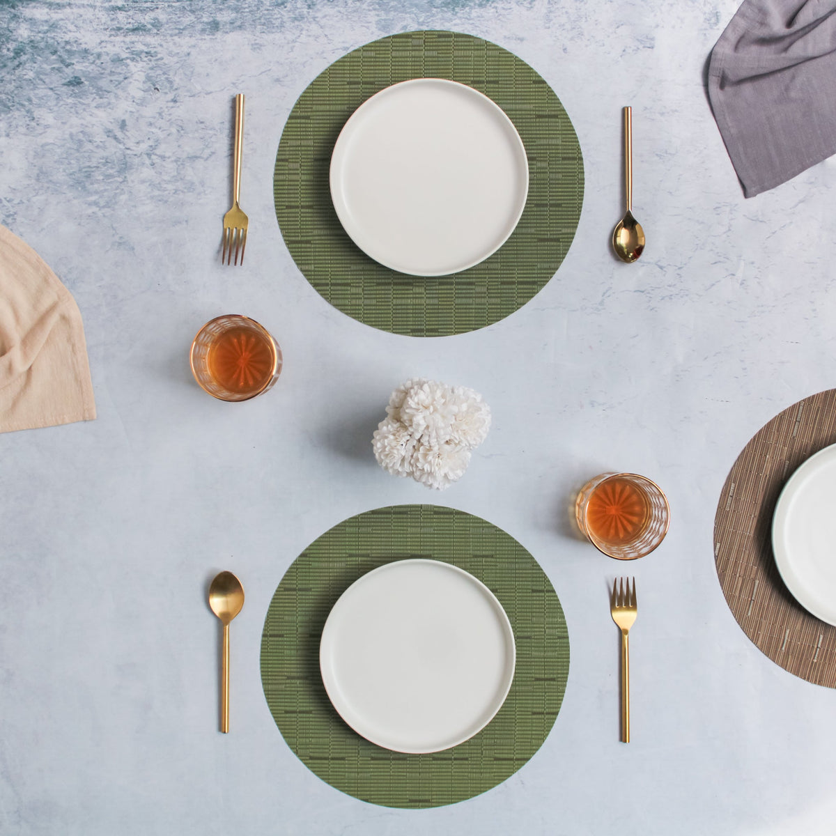 Round Placemat Green Set of 4 Nestasia