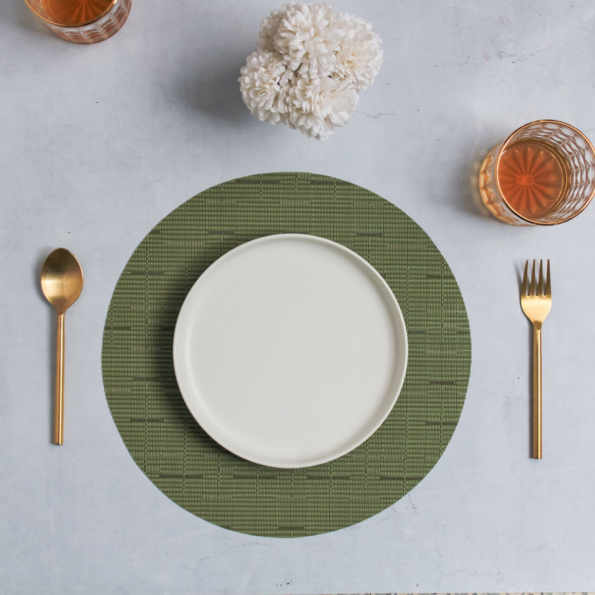 Round Placemat Green Set of 4 Nestasia
