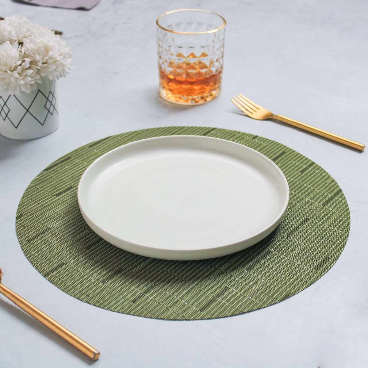 Round Placemat Green Set of 4 Nestasia