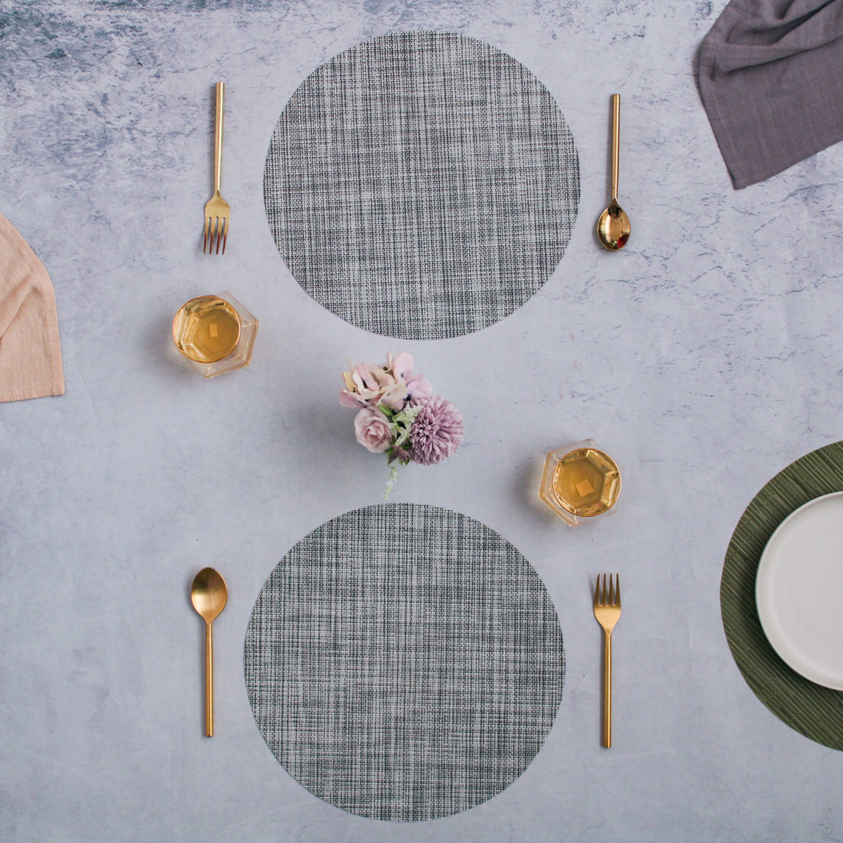 Round Placemat Grey Set of 4 Nestasia